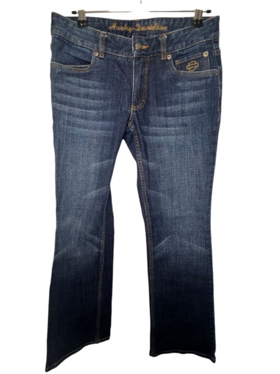 Harley-Davidson Denim - Harley Davidson Y2K Embroidered Logo Bootcut Medium Wash Denim Jeans